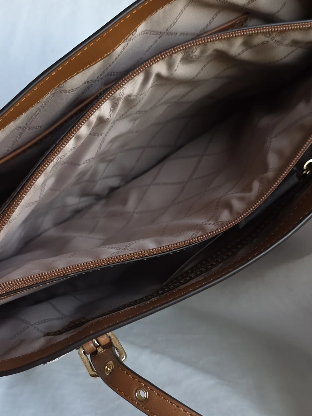 Michael Kors Cream and Tan Signature Tote Bag